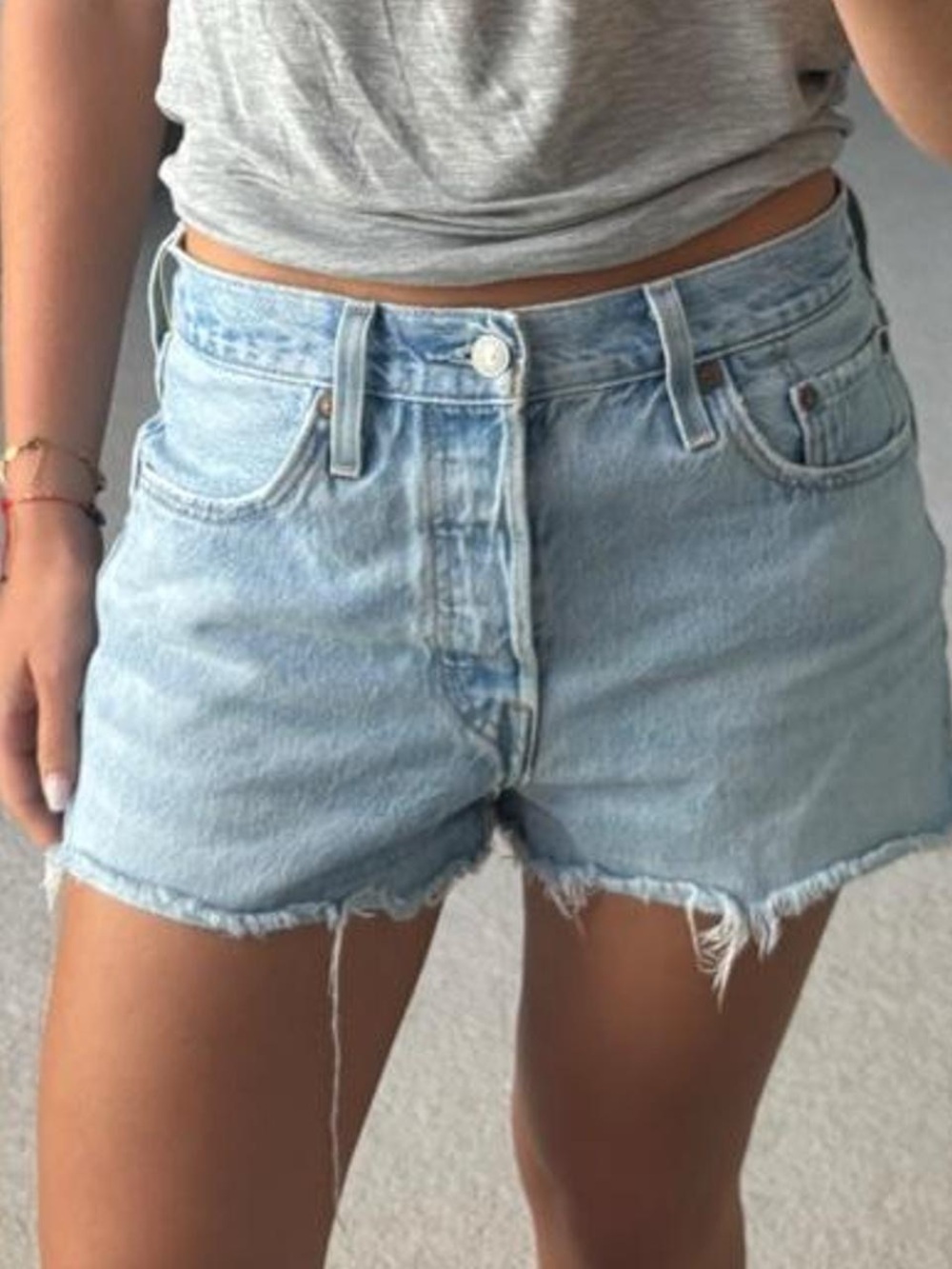 Levi’s 501s Light Blue Denim High-Rise Frayed Hem Women's Shorts